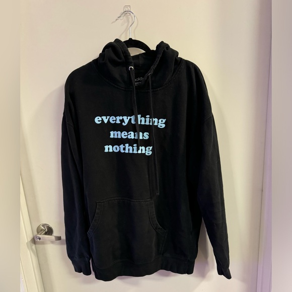 XL Everything Means Nothing Black Hoodie Sweatshirt with Blue Letters Blackbear - Picture 2 of 2